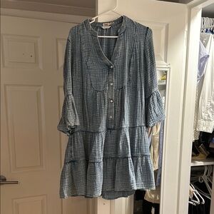 Faherty Dune Cotton Gauze Kasey Dress - Light Indigo Wash